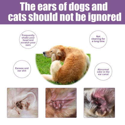 118ml Pet Ear Rinse Cleaner With Glycerin & Disodium EDTA, Anti-Itch Antimicrobial Ear Wash For Dogs Cats, Alcohol-Free Gentle Ear Cleanser With Cotton Swabs