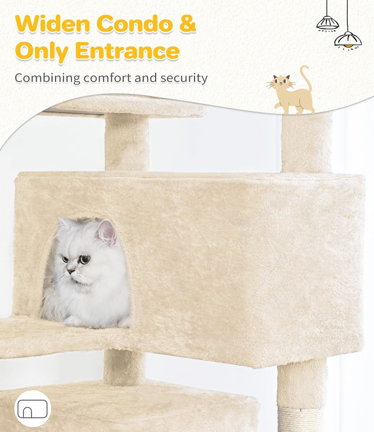 Made4Pets 56-inch Multi-Tier Cat Tree, Indoor Cat Cat Bed, Scratching Post, Toy, Activity Center, Playhouse, Kitten