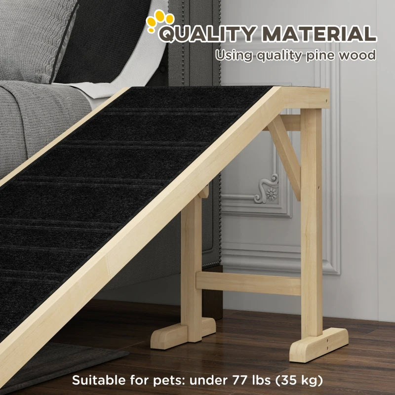 Dog Ramp For Bed, Pet Ramp For Dogs With Non-Slip Carpet And Top Platform