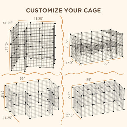 36 Panels Small Animal Playpen with Door, DIY C & C Cage for Guinea Pigs with Ramp, Portable Metal Wire Yard for Rabbit, Hedgehogs, 14 x 14 in