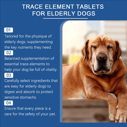 Trace Element Tablets For Senior Dogs Multimineral Supplement For Elderly Canines, Supports Bone Health, Skin Coat & Digestion