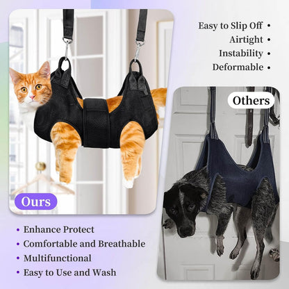 Cat Grooming Hammock Kit For Cats Dogs Up To 12 Lb, Hanging Harness And Sling For Nail Trimming, Includes Clippers Trimmer