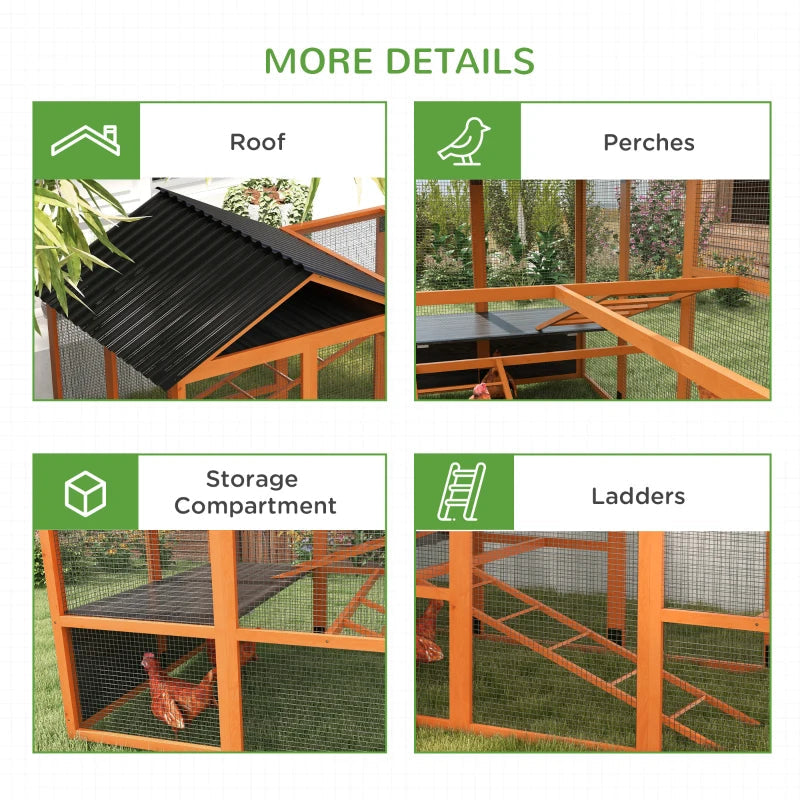 Wooden Chicken Coop Run For 6 -10 Chickens, Hen House Add-On With Storage, Perches,Multiple Packages