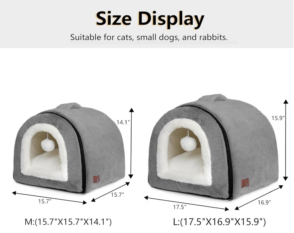 Cat Bed For Indoor Cats Foldable Cat Cave Anti-Slip Water-Resistant Bottom Cat Houses For Indoor Cats Or Small Dogs Kitten Tent