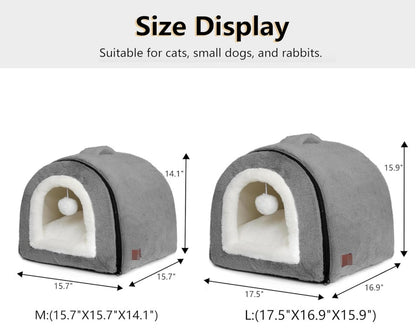 Cat Bed For Indoor Cats Foldable Cat Cave Anti-Slip Water-Resistant Bottom Cat Houses For Indoor Cats Or Small Dogs Kitten Tent