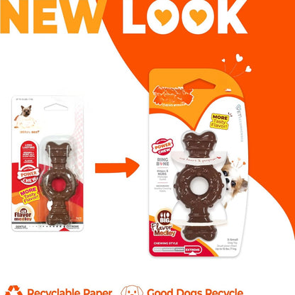 Power Chew Ring Bone Dog Toy Flavor Medley, XSmall  Durable Chew Toy For Aggressive Chewers