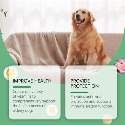 Senior Dog Vitamin Tablets, Multivitamin Supplement For Older Dogs, Support Immunity, Eyes, Skin & Bone Health, 80 Chewable Tablets