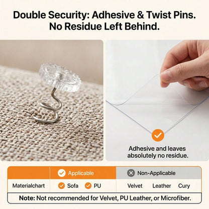 Cat Scratch Furniture Protector Set 16 Clear Sheets, Incldes 8 Sheets Of 279 358mm And 8 Sheets Of 140 358mm, 70 Twist Pins, Invisible Anti Scratch Guards For Sofa, Door, Bed, Table, Cabinet