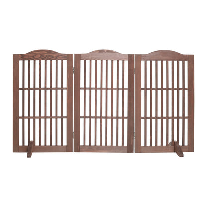 Wooden Freestanding Foldable Pet Gate for Dogs, 30 inch 3 Panels Step Over Fence, Dog Gate for The House, Doorway,