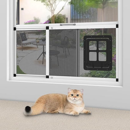 Adjustable Window Screen for Cats, Expandable Pet Screen Door, |Stainless Steel Mesh + Aluminum Frame| Cat Door for Window Insert, Replacement Window Screens with Frame,(15" H x 22" - 22.8" W)