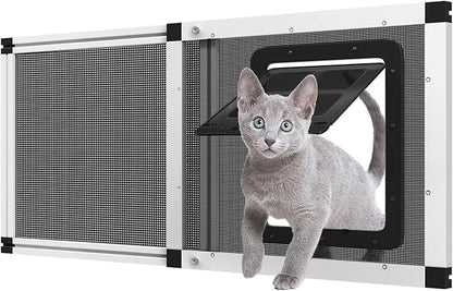 Adjustable Window Screen for Cats, Expandable Pet Screen Door, |Stainless Steel Mesh + Aluminum Frame| Cat Door for Window Insert, Replacement Window Screens with Frame,(15" H x 22" - 22.8" W)