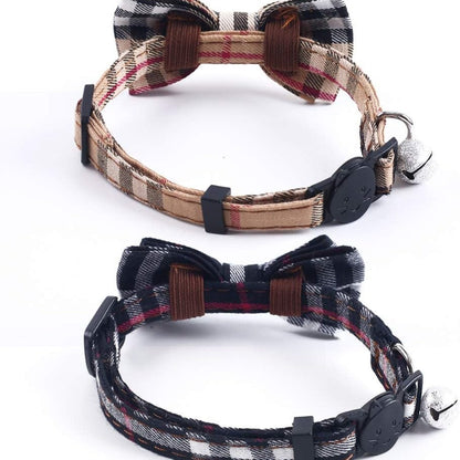 Cat Collars Breakaway With Cute Bow Bell 2 Pack Kitten Collar Plaid Cat Collar With Removable Bowtie Cat Collar For Cats Kittens