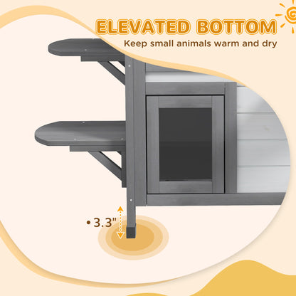 Wooden 2-Story Outdoor Cat House, Feral Cat Shelter Kitten Condo with Openable Asphalt Roof and 4 Platforms, White