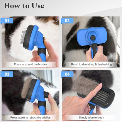 Swihauk Self Cleaning Slicker Brush  Skin Friendly Deshedding Grooming Tool For Dogs Cats  Suitable For Shedding  Haired Pets With Pet Supplies Accessories  Blue