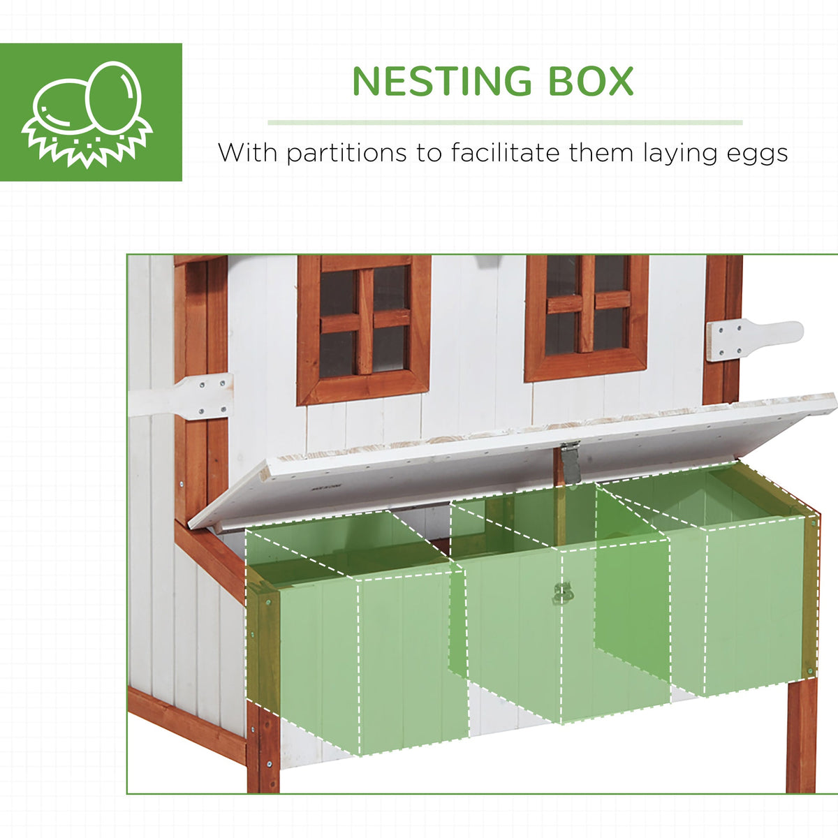 47" Chicken Coop, Wooden Chicken House Raised Rabbit Hutch with Waterproof Roof, Nesting Box and Handles for 3-5 Hens, Poultry Cage Portable Hen Pen for Backyard