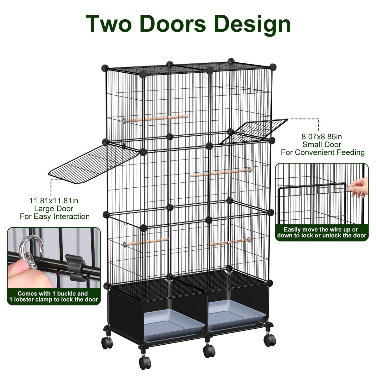 1Pc  46in Bird Cage Spacious Indoor Pet Bird House With 4 Wooden Perches 2 Slide-Out Tray 2 Water Bottle Feeder Lockable Wheels For Parrot Parakeets Cockatiel Lovebird Small Mid-Sized Birds
