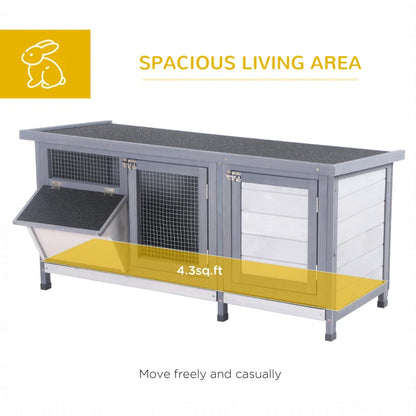 Wooden Rabbit Hutch Bunny Hutch Cage Guinea Pig With Waterproof Roof, No Leak Tray And Feeding Trough, For Rabbits, Chickens, Ducks