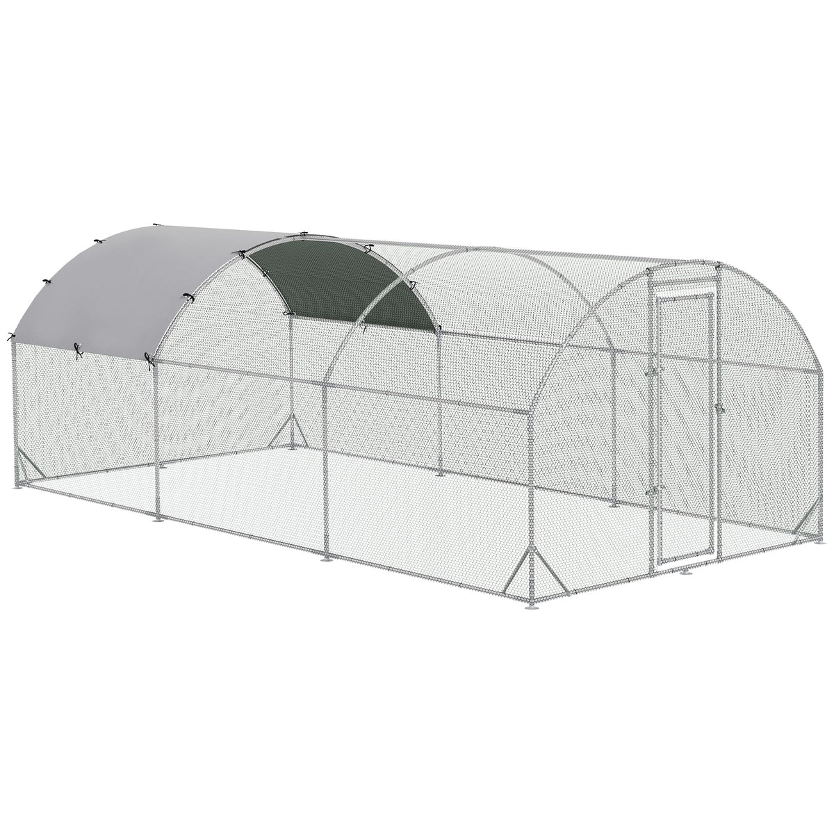 Large Chicken Coop Metal Chicken Run with Waterproof and Anti-UV Cover, Dome Shaped Walk-in Fence Cage Hen House for Outdoor and Yard Farm Use, 1" Tube Diameter, 9.2 x 18.7 x 6.5