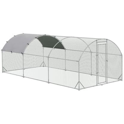 Large Chicken Coop Metal Chicken Run with Waterproof and Anti-UV Cover, Dome Shaped Walk-in Fence Cage Hen House for Outdoor and Yard Farm Use, 1" Tube Diameter, 9.2 x 18.7 x 6.5