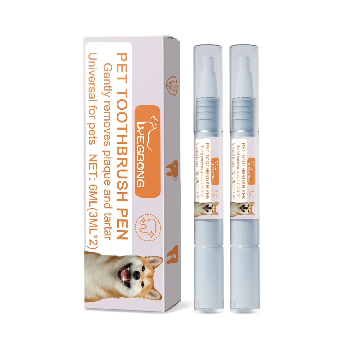 Pet Dental Toothbrush Pen 2Pack  Dog Cat Plaque Tartar Remover, Freshen Breath & Soothe Gums