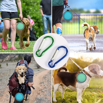 Collapsible Bowl With Cover Lids,2 Pack Dog Travel Bowls Portable Foldable Cat Water Dish Bowl For Pets Walking Parking Camping