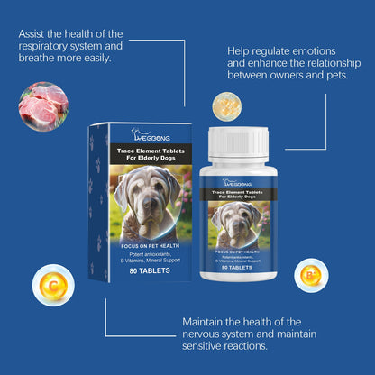 Trace Element Tablets For Senior Dogs Multimineral Supplement For Elderly Canines, Supports Bone Health, Skin Coat & Digestion