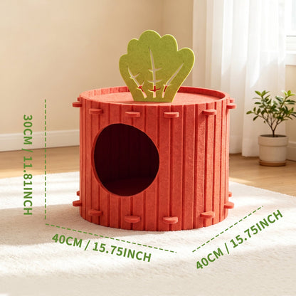 Carrot Shaped Felt Cat Cave Bed, Closed Indoor Cat House, Cozy Hideaway Nest For Small Medium Cats, Scratch Resistant Pet Shelter