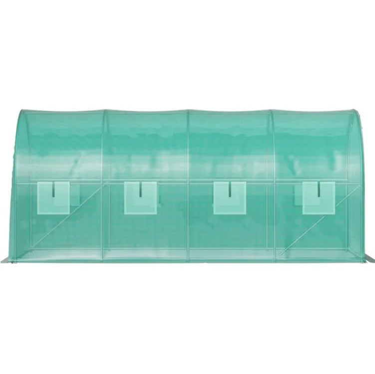 VEVOR Walk-in Tunnel Greenhouse, 14.8 X 6.6 X 6.6 Ft Portable Plant Hot House W  Galvanized Steel Hoops, 1 Top Beam, Diagonal Poles, Zippered Door   8 Roll-up Windows, Green