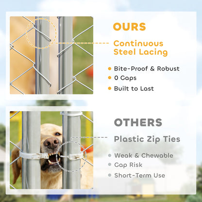 Heavy Duty Outdoor Dog Kennel with Waterproof Roof, Secure Latch, Chain Link Dog Run for Backyard, 19.7 x 19.7 x 8.9