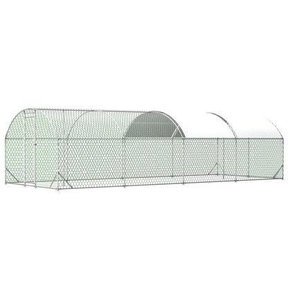26'x9'x6'Large Metal Chicken Coop,Walk-in Poultry Cage,Chicken Run With Waterproof Cover,Outdoor Backyard Farm,Chicken Rabbits Duck Run Pen,Easy To Assemble And Clean