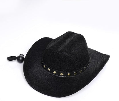 choyaxo Pet Cowboy Costume Cosplay Cap Halloween Costumes for Dogs Cat Pet Party Decoration Mini Cowboy Hat (Black, Large)