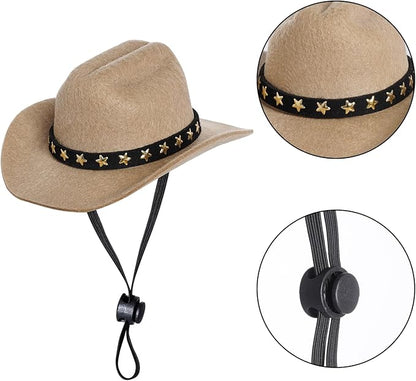 choyaxo Pet Cowboy Costume Cosplay Cap Halloween Costumes for Dogs Cat Pet Party Decoration Mini Cowboy Hat (Khaki, Small)