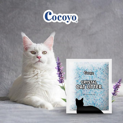 COCOYO Lavender-Scented Crystal Cat Litter I Silica Gel Cat Litter – 17.2 Lbs Value Pack (4.3 Lbs x 4)