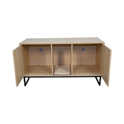 Modern Wooden Cat House with Scratching Mat - 47.64" x 21.46" x 25.98", 76.4 lbs