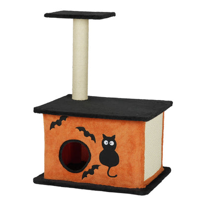 33inch Halloween Cat Tree, Cat Tower Cat Tree For Indoor Cats With Spacious Cat Condo, Large Platform, Sisal Scratching Post, Orange & Black