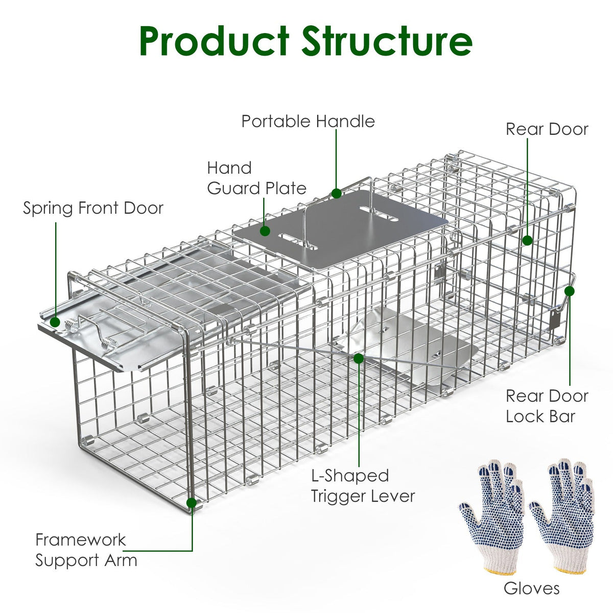 2Pcs 24X7.48X8.27IN Folding Humane Live Animal Trap Cages Easy To Catch And Release Foldable Cat Trap Galvanized Steel For Small Cats Squirrels Rabbits Hedgehog Chipmunk