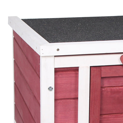 Small Wooden Rabbit Hutch Bunny Cage Guinea Pig Cage Duck House Dog House with Openable & Waterproof Roof, for Rabbits, Chickens, Ducks, Red