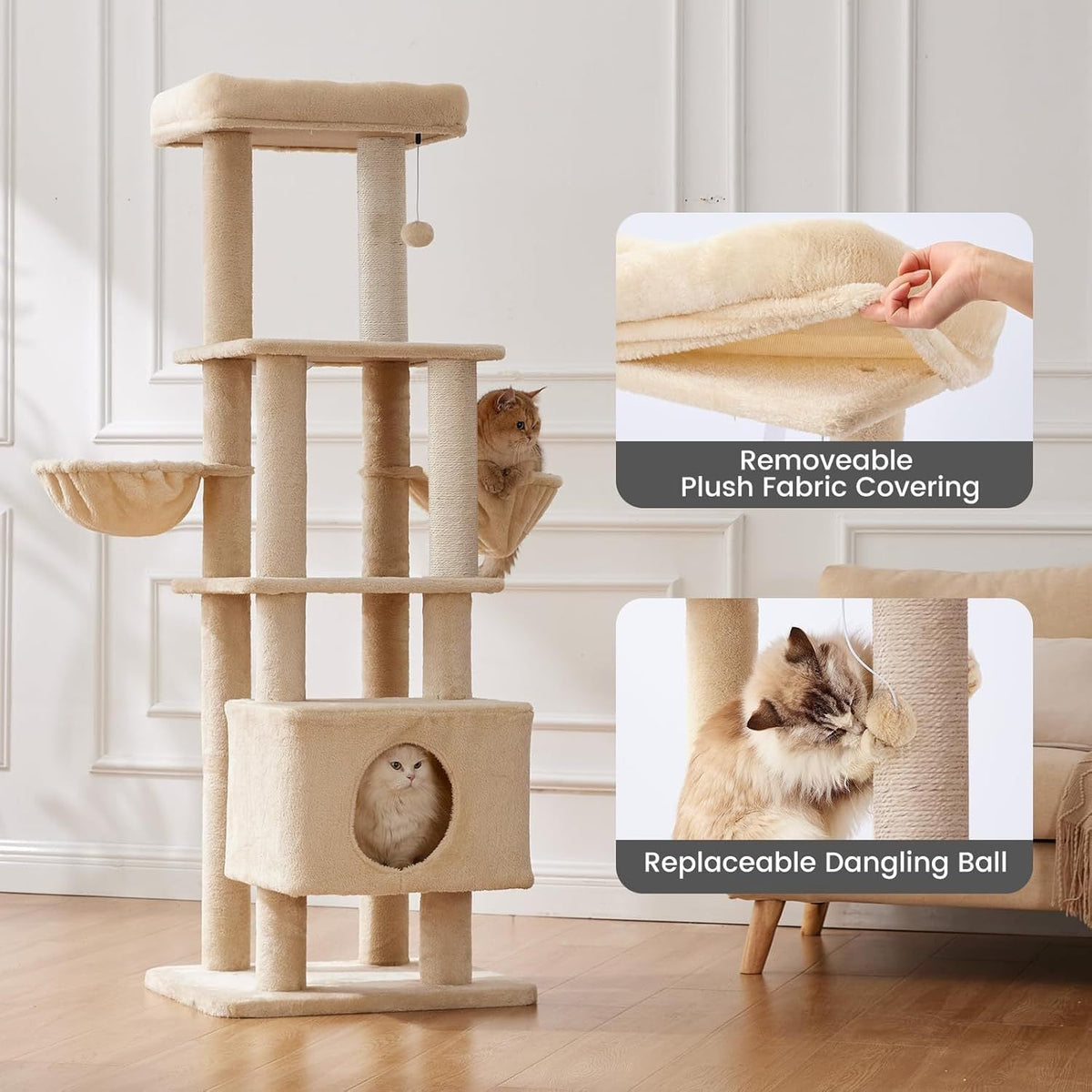 Gardner Pets Large Cat Tree For Medium To Large Cats, Heavy-Duty Cat Tower With Scratch Post And Washable Top Perch. Self-pickup Orders Supported Via FedEx, Amazon Ship, And UPS.