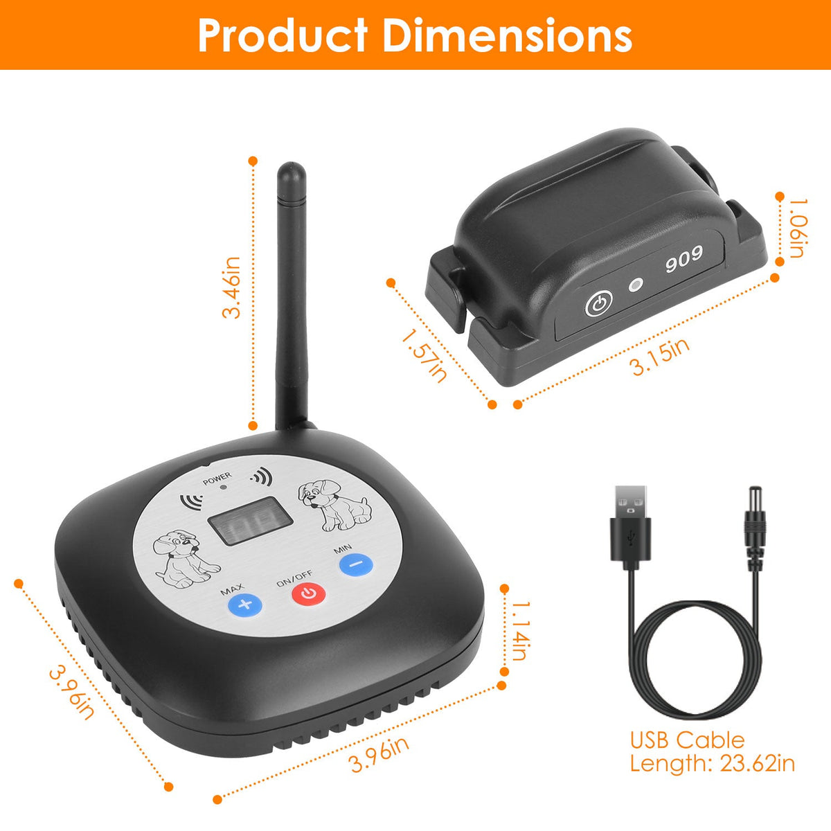 1Set 328FT Electric Wireless Dog Fence System With GPS Location Monitor Collar Receiver Rechargeable Beep Vibration Fence System For Small Medium Large Dogs
