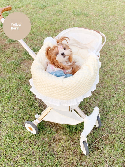 Pet Stroller Anti-dirty Towel Cushion Pillow Pure Cotton Three-piece Set For Cats And Dogs Removable And Washable Pad