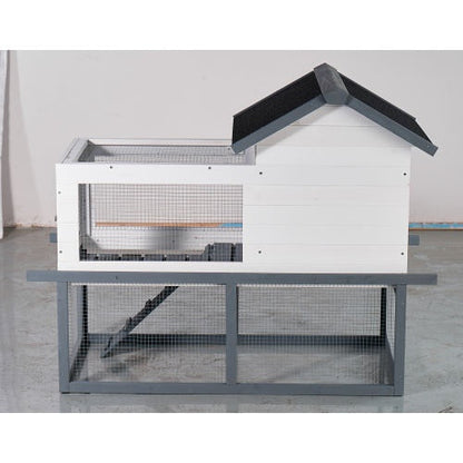 53-inch Double-tier Wooden Outdoor Indoor Waterproof Chicken Coop And Rabbit Hutch Complete With A Roof, Stairs And A Removable Cleaning Tray  Suitable For Small To Medium Pets