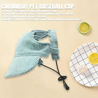 Dog Baseball Cap, Dog Cat Summer Beach Visor Hat with Ear Holes, Adjustable Puppy Sunbonnet Headdress (Green, Large)