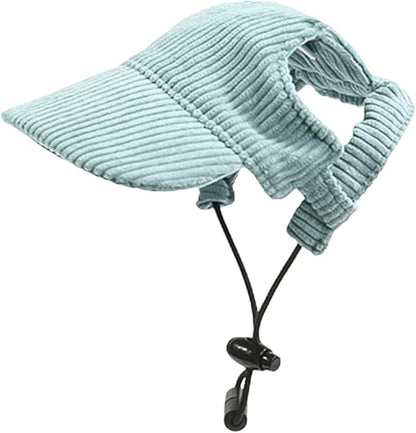 Dog Baseball Cap, Dog Cat Summer Beach Visor Hat with Ear Holes, Adjustable Puppy Sunbonnet Headdress (Green, Large)