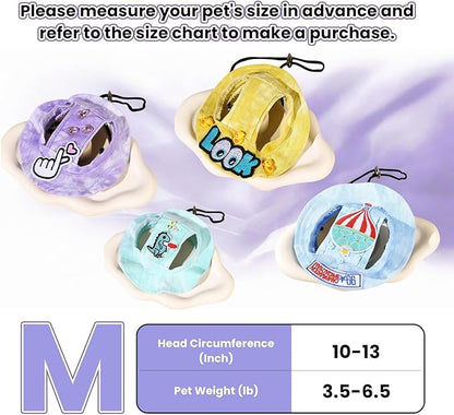 Dog Bucket hat,cat hat, Bucket hat for Dogs with Ear Holes, Bucket hat for Dogs,Hats for Cats,Cat Sun hat Keep Your Pets Sun-Protected, Cool, Stylish and Beautiful. (Purple&Pattern, M)