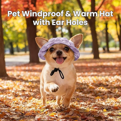 Dog Bucket hat,cat hat, Bucket hat for Dogs with Ear Holes, Bucket hat for Dogs,Hats for Cats,Cat Sun hat Keep Your Pets Sun-Protected, Cool, Stylish and Beautiful. (Purple, L)