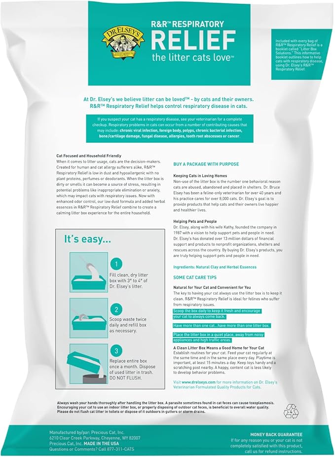 Dr. Elsey's R&R Stress-Reducing Clumping Clay Cat Litter 18 lb. Bag