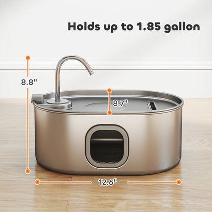 246 oz./7L Stainless Steel Cat Water Fountain with Filters, Ultra-Quiet Pump, for Cats, Dogs & Multi-Pet Homes