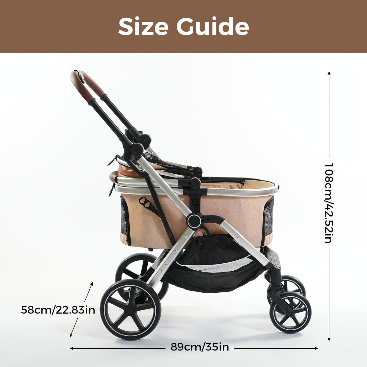 Versatile Pet Stroller For Small To Medium Dogs And Cats  Lightweight, Foldable, And Multi-purpose With Detachable Aluminum Frame Features Ventilated Mesh For Outings, Travel, And Walks.