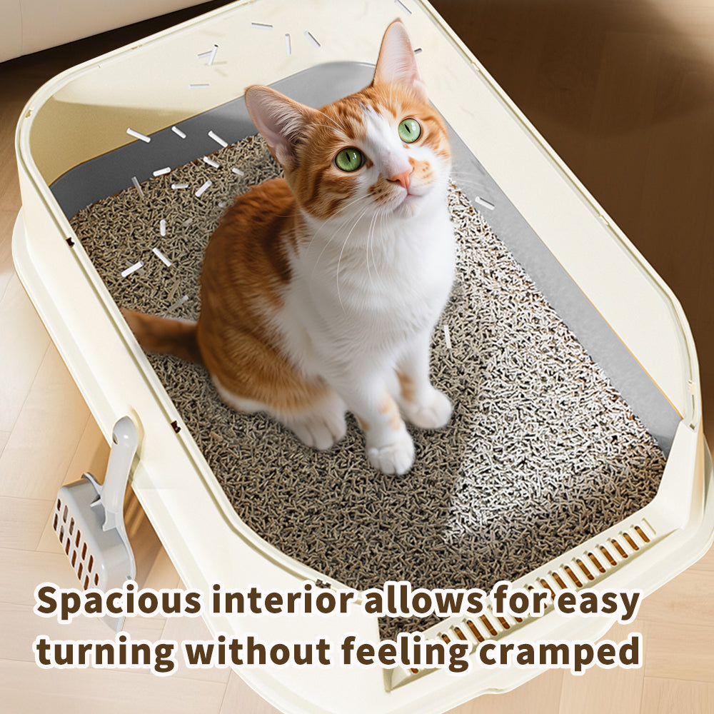 51cm Large Fully Enclosed Top Entry Cat Litter Box, Front Flip Door Dual Opening, Anti-Splashing Anti-Tracking Odor Locking Cat Toilet With Free Scoop & Deodorant Pack