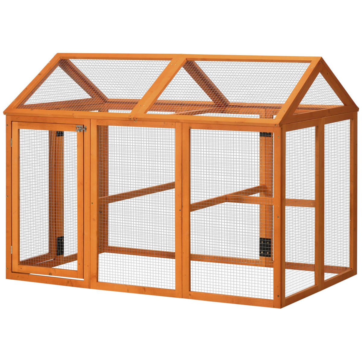 Wooden Chicken Run, Combinable Design with Perches, 4.6 x 2.8, Orange